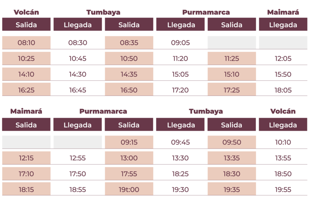 Horarios del tren solar jujuy